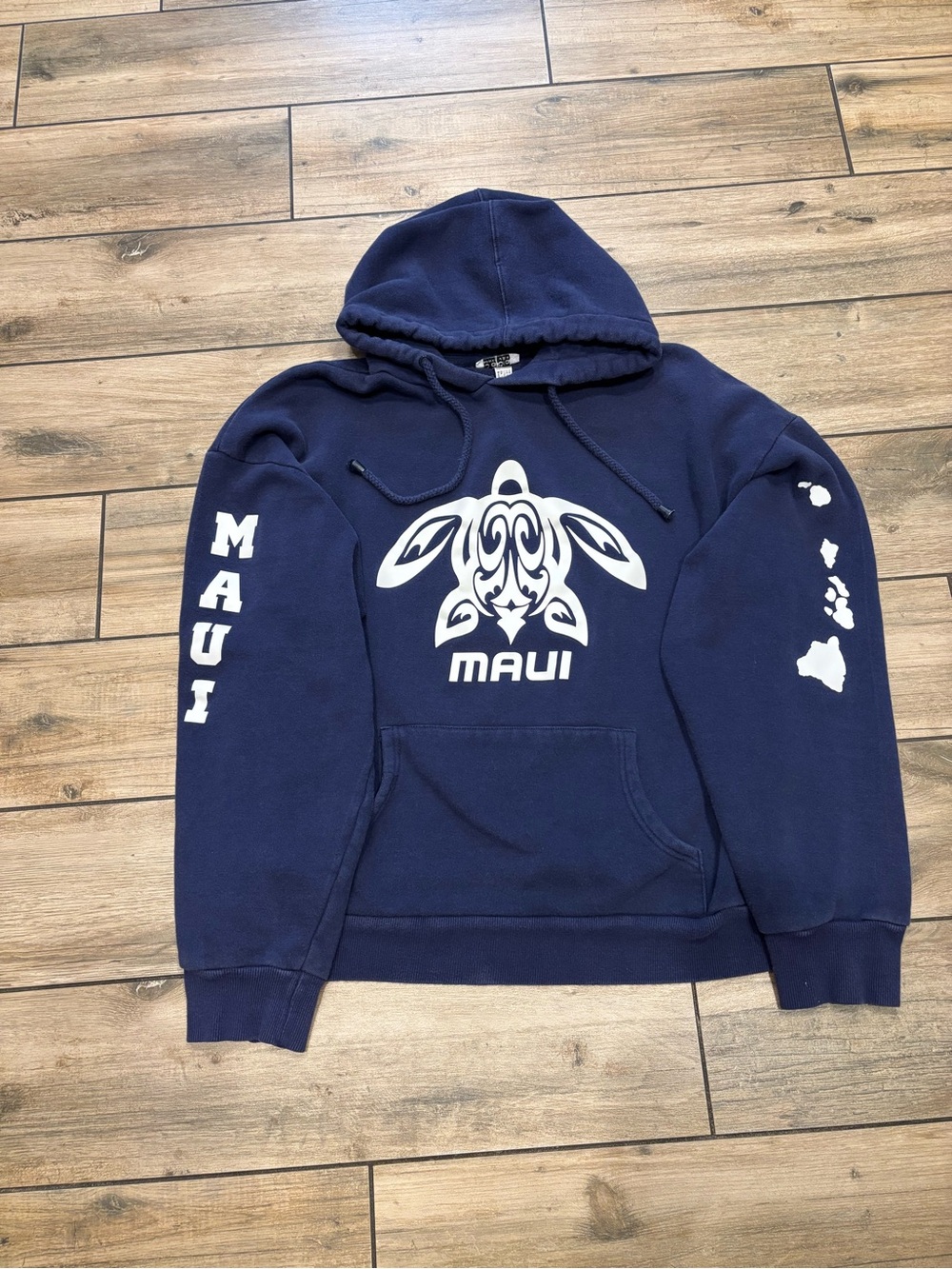 Vintage 90s Maui Turtles Graphic Hoodie Sweatshirt with Sleeve Hits Size L
